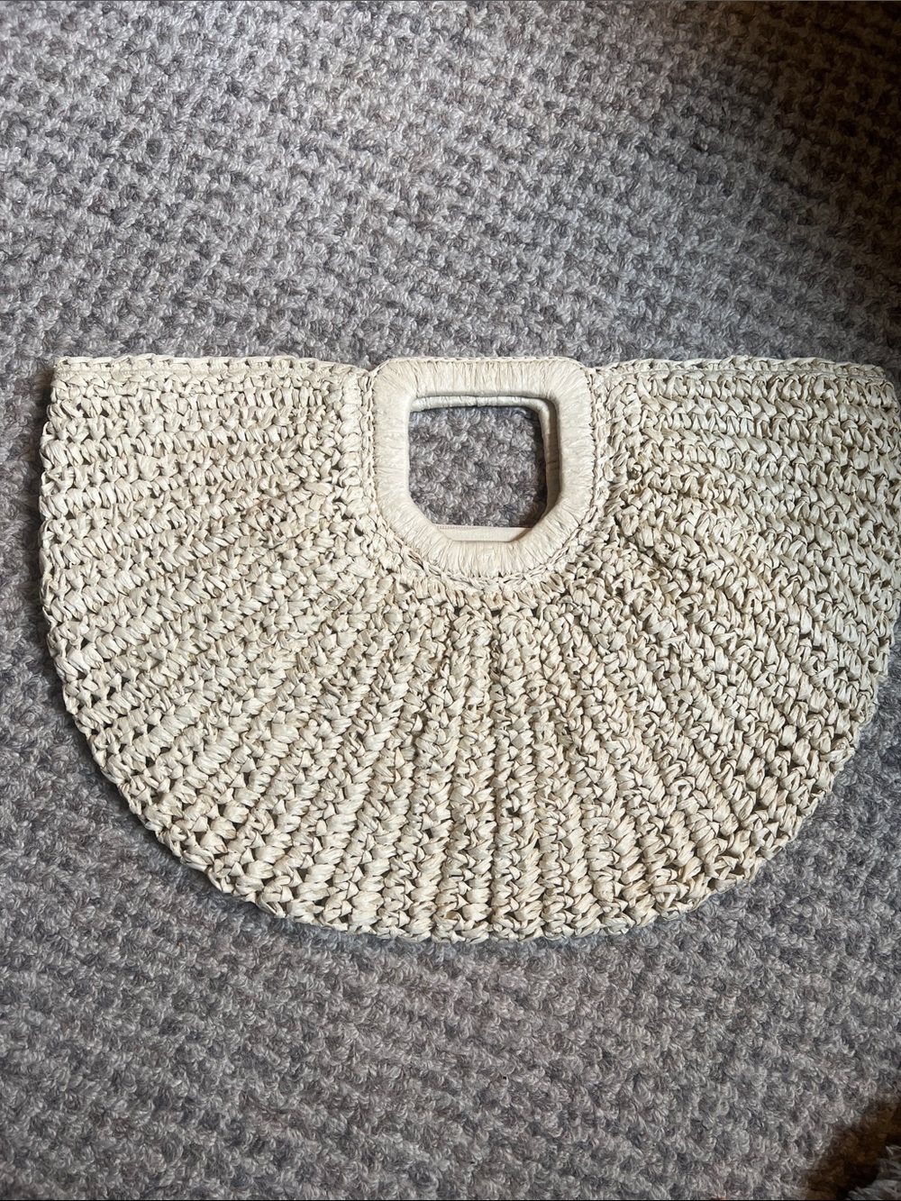 Ramla Raffia Half Moon Tote Straw Beige Resort Bag NWT - Picture 8 of 12